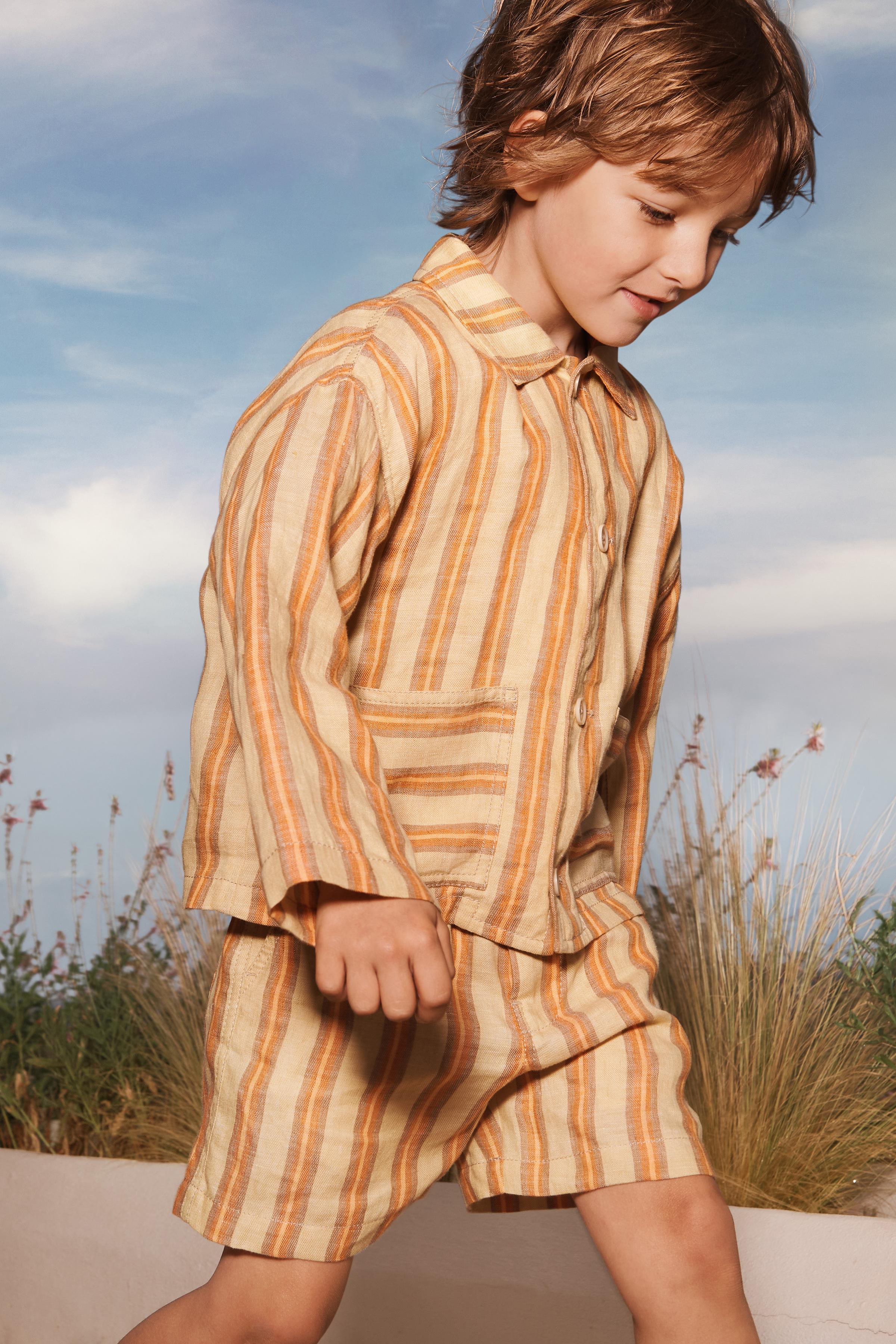 BERMUDA RAYURES 100 % LIN ÉDITION LIMITÉE